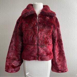 Vintage 1990s Faux Fur Jacket - Red